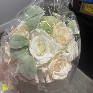 Streamzio artificial white rose Bridal wedding bouquet with